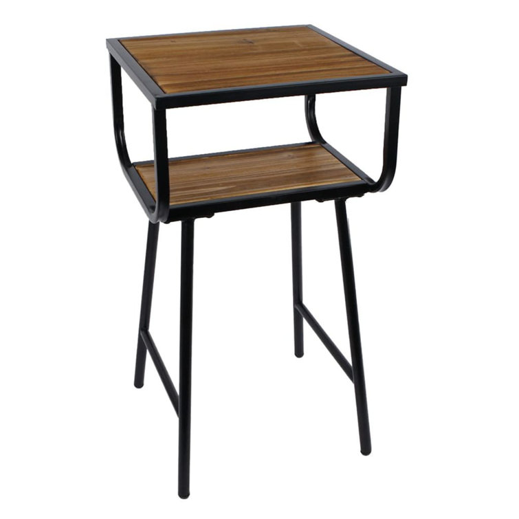 Williston Gifts Amsterdam Side Table with Wooden Top Xem Metal Black 35 x 35 x 65cm